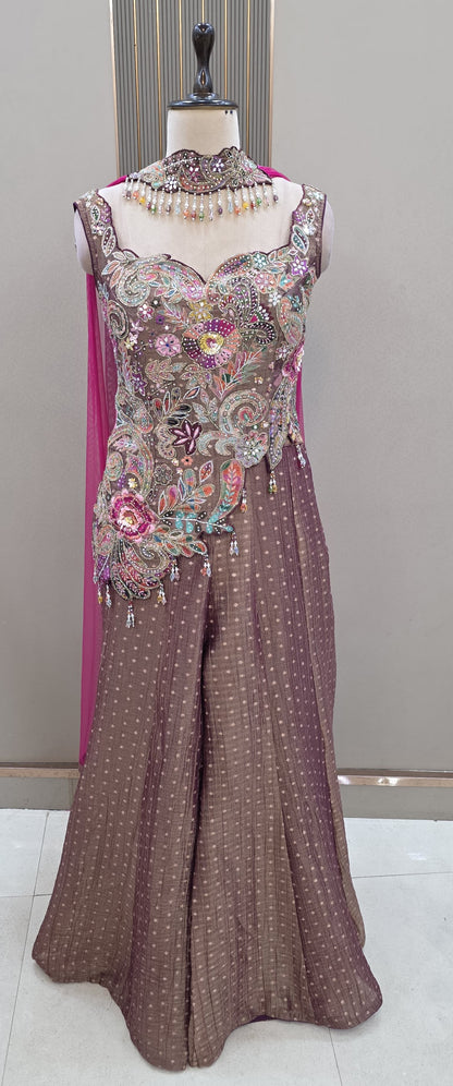 Blue Long Sharara Suit Dress Material