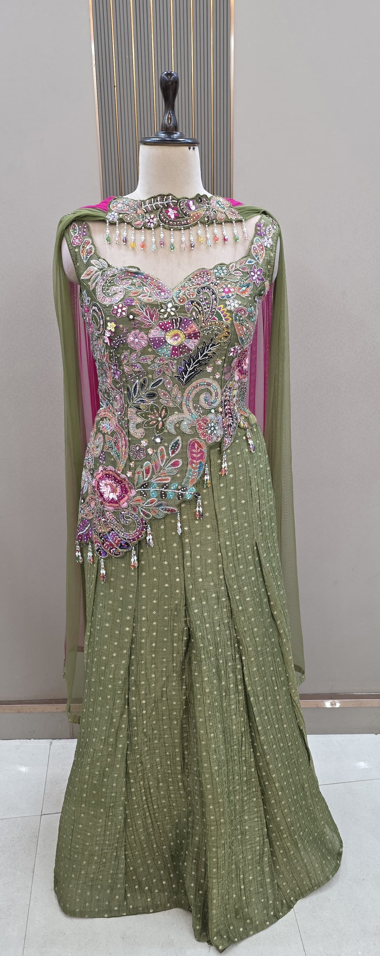Blue Long Sharara Suit Dress Material