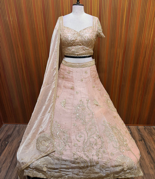 Lavender pink crop top Lehenga