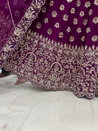 Beautiful purple violet engagement handwork PDP Lehenga