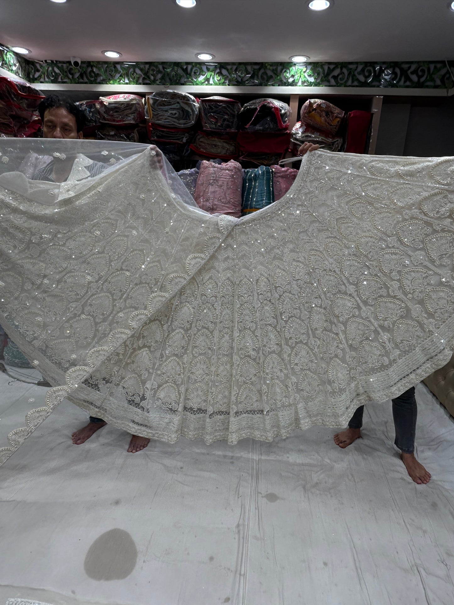 Beautiful white engagement PDP Lehenga