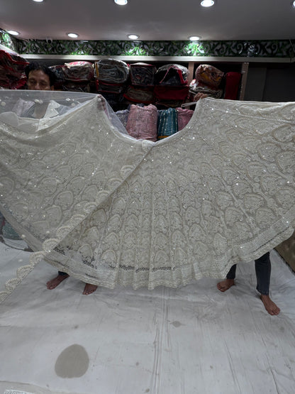 Beautiful white engagement PDP Lehenga