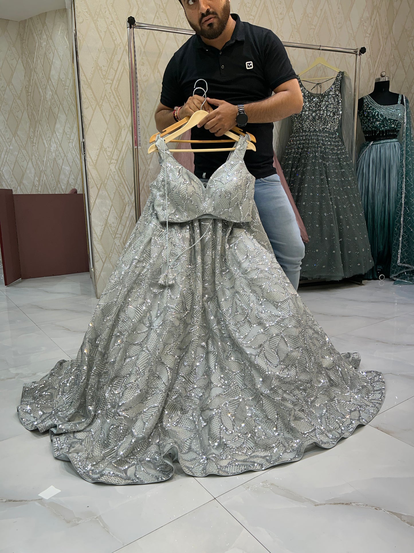 Amazing white lehenga crop top dress