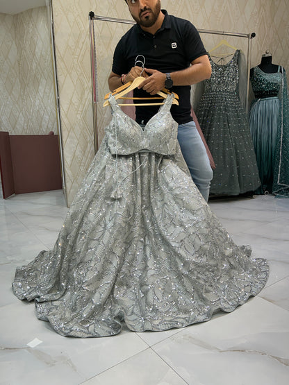 Amazing white lehenga crop top dress