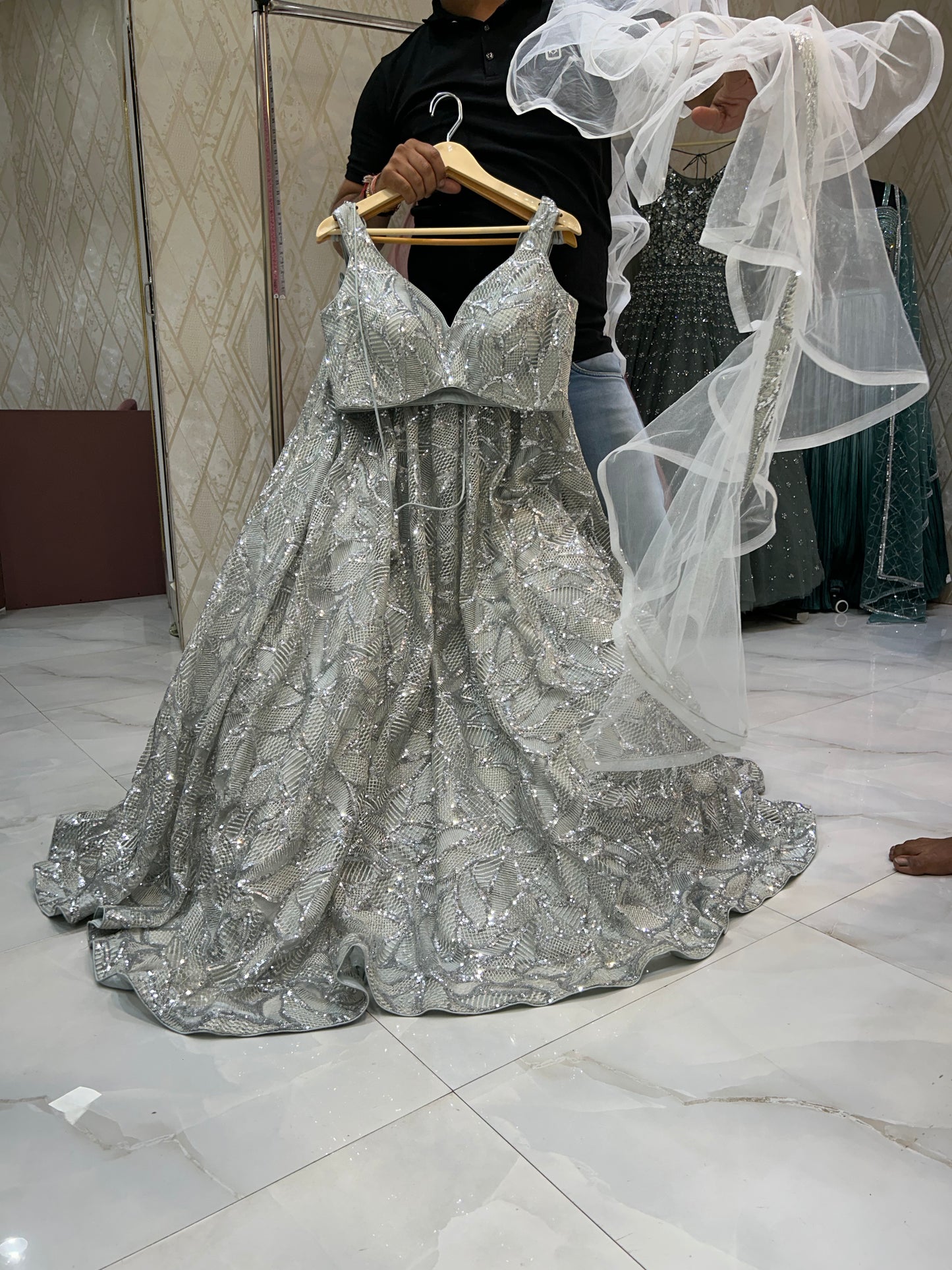 Amazing white lehenga crop top dress