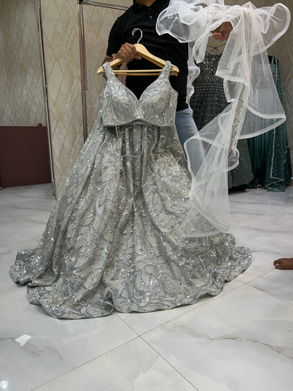 Amazing white lehenga crop top dress