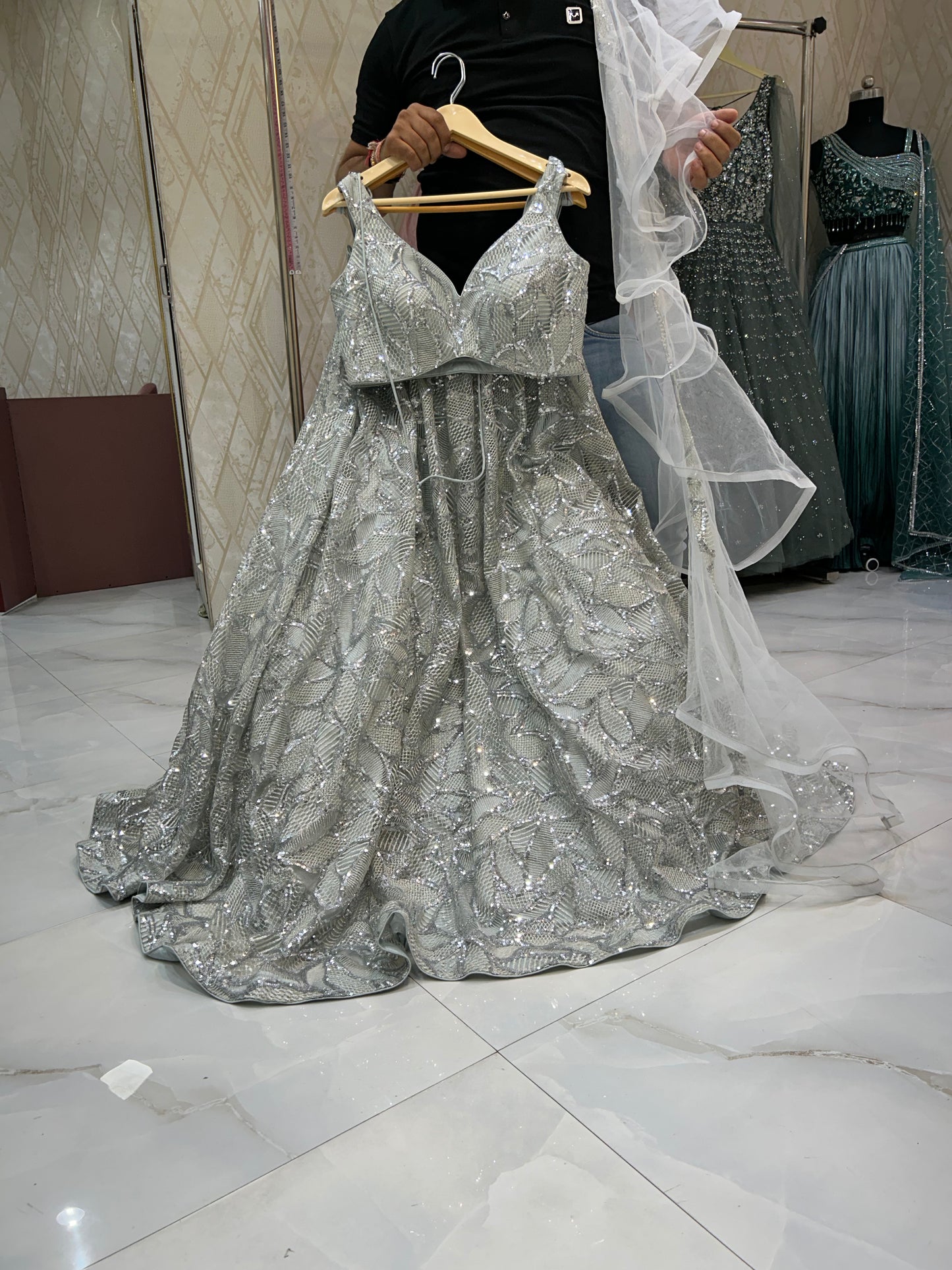 Amazing white lehenga crop top dress