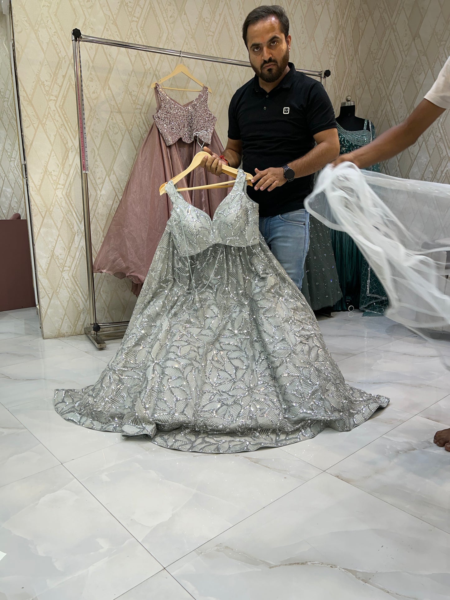Amazing white lehenga crop top dress