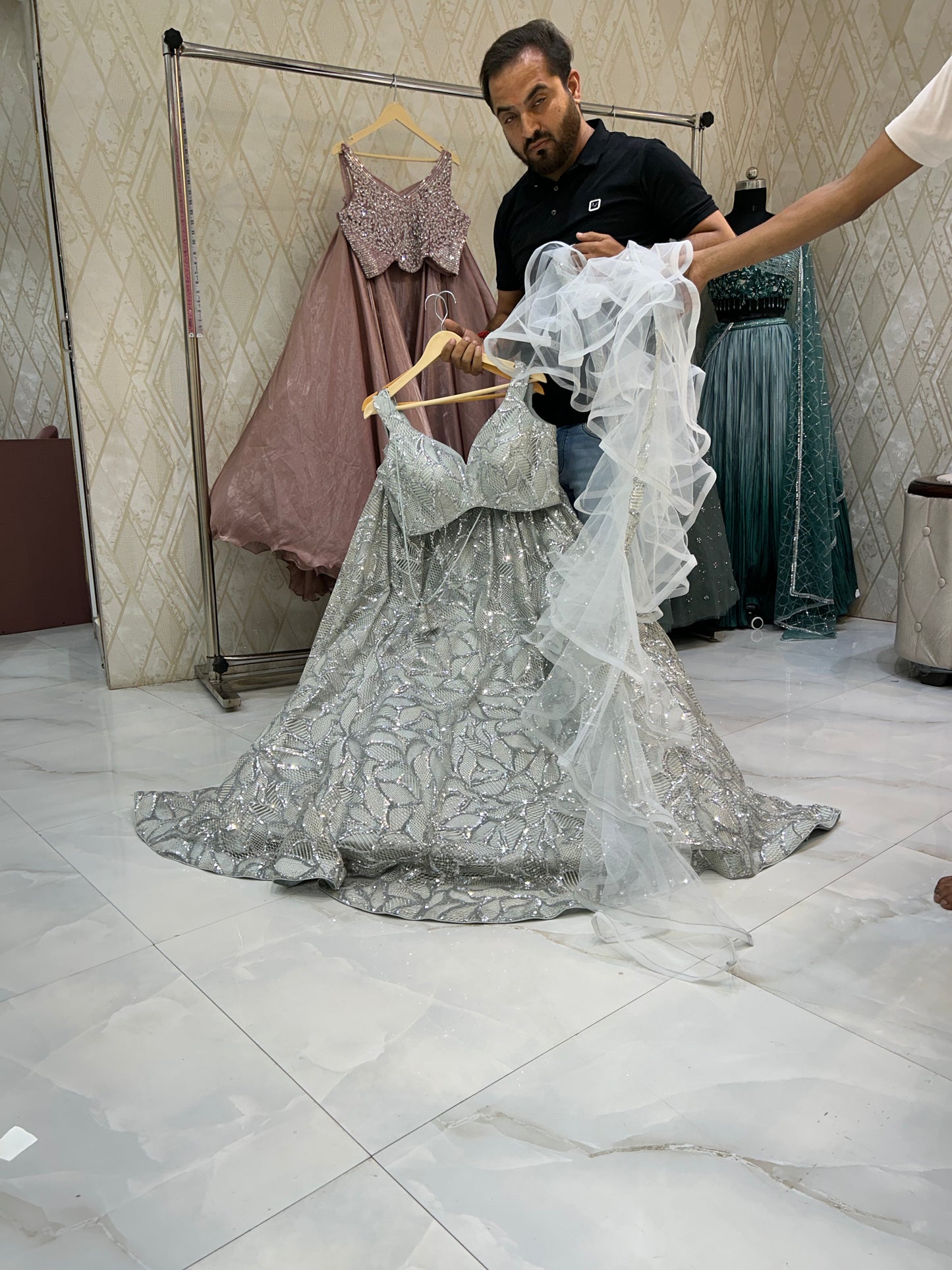Amazing white lehenga crop top dress