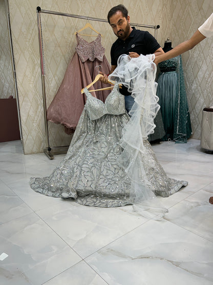 Amazing white lehenga crop top dress