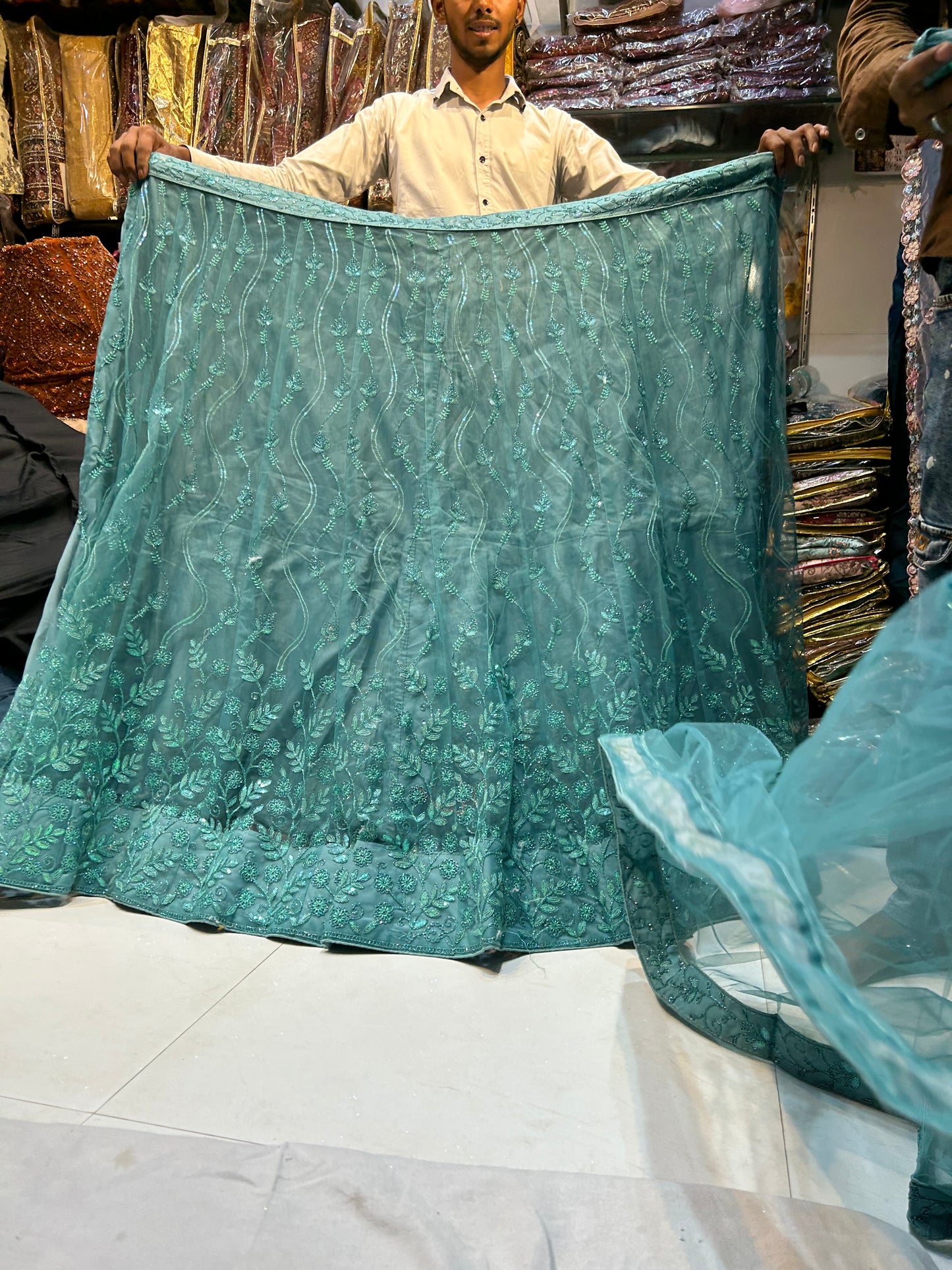 Designer blue partywear lehenga