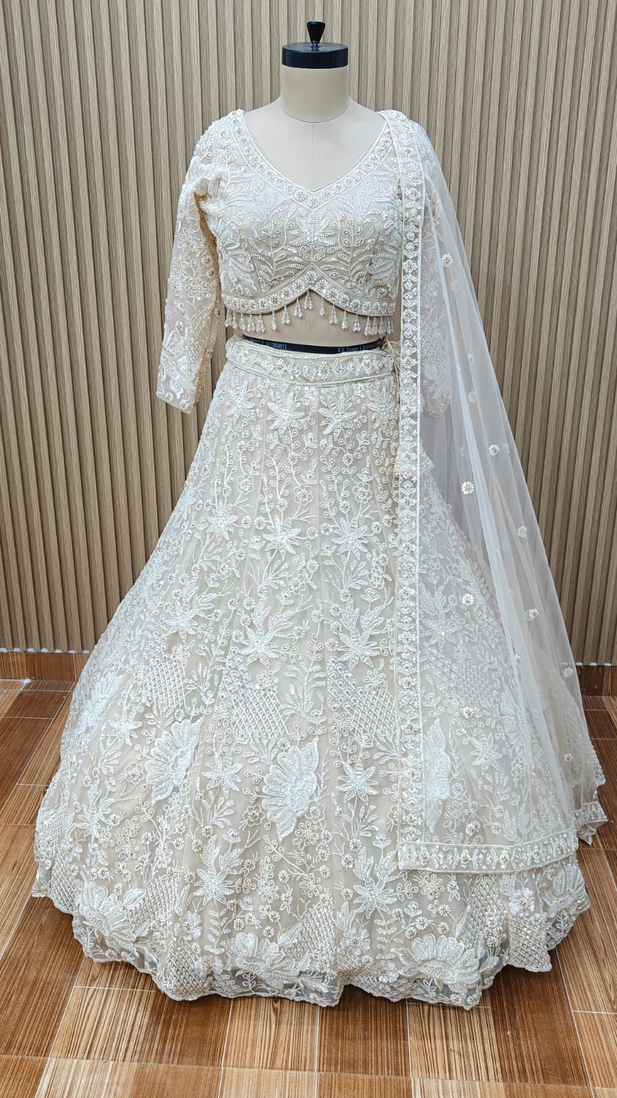 White crop top Lehenga