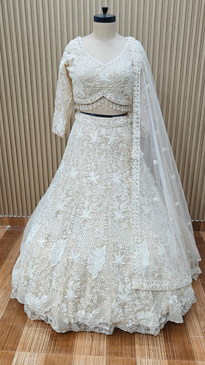 White crop top Lehenga