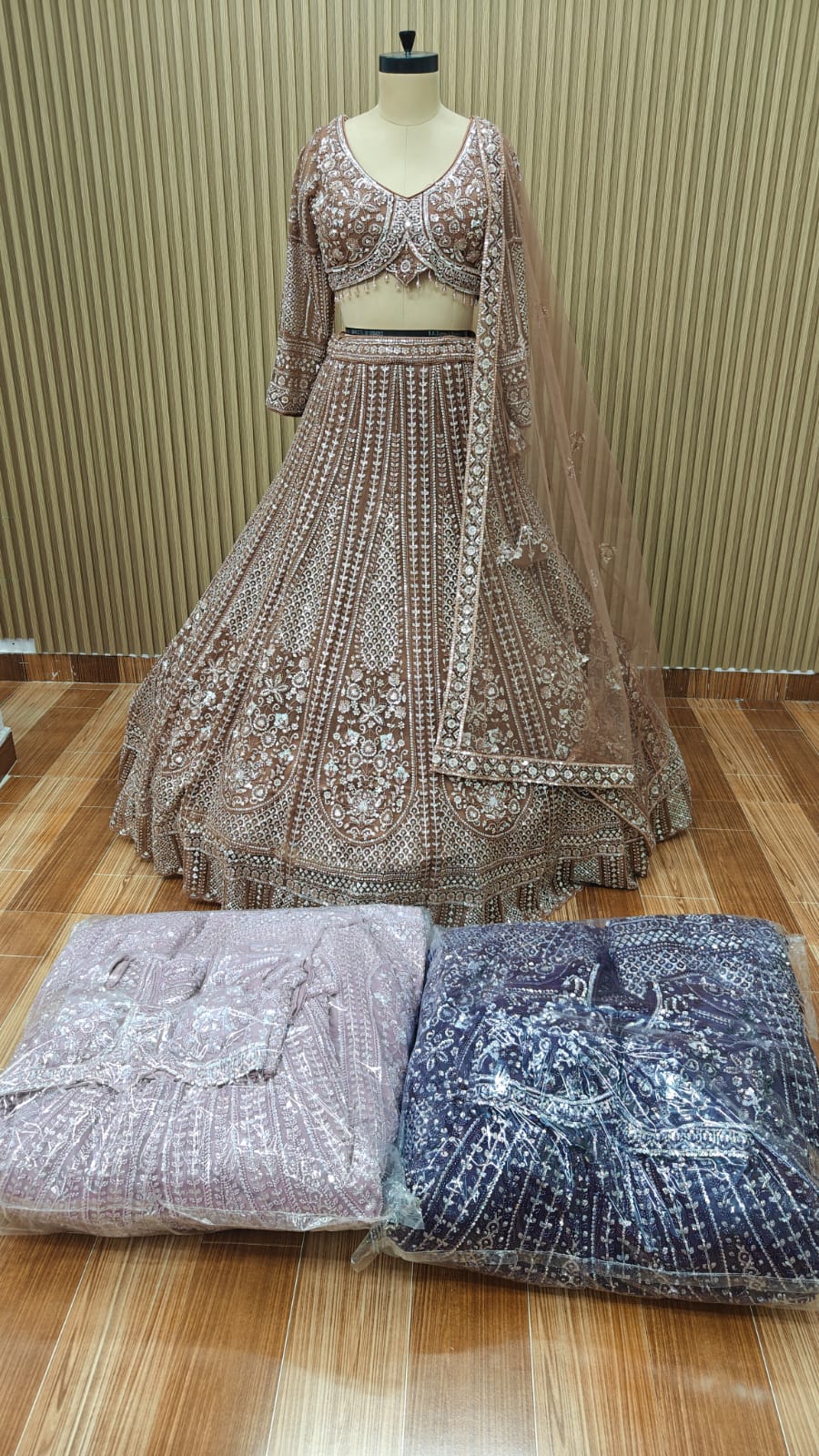 Blue Pink crop top Lehenga