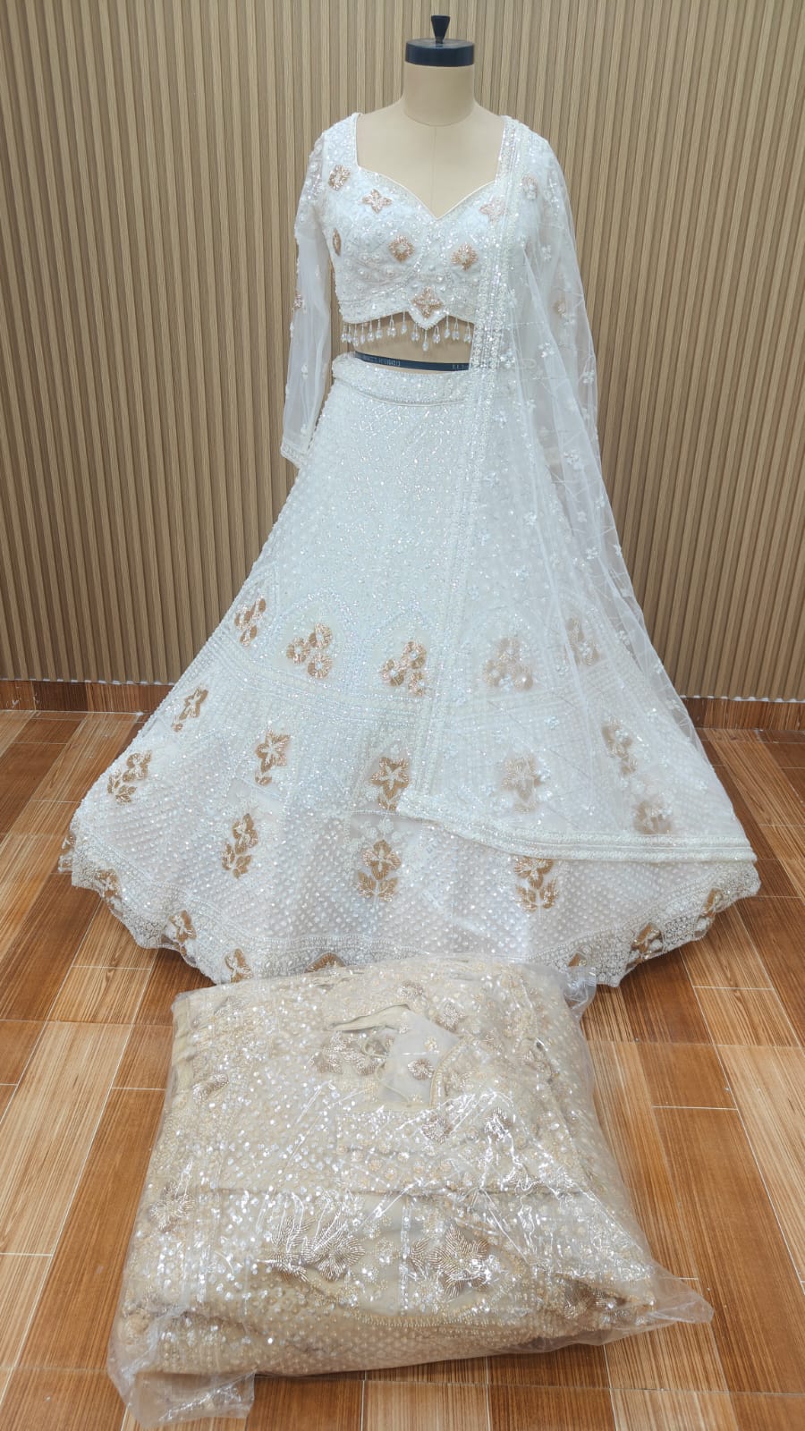 Blue golden crop top Lehenga