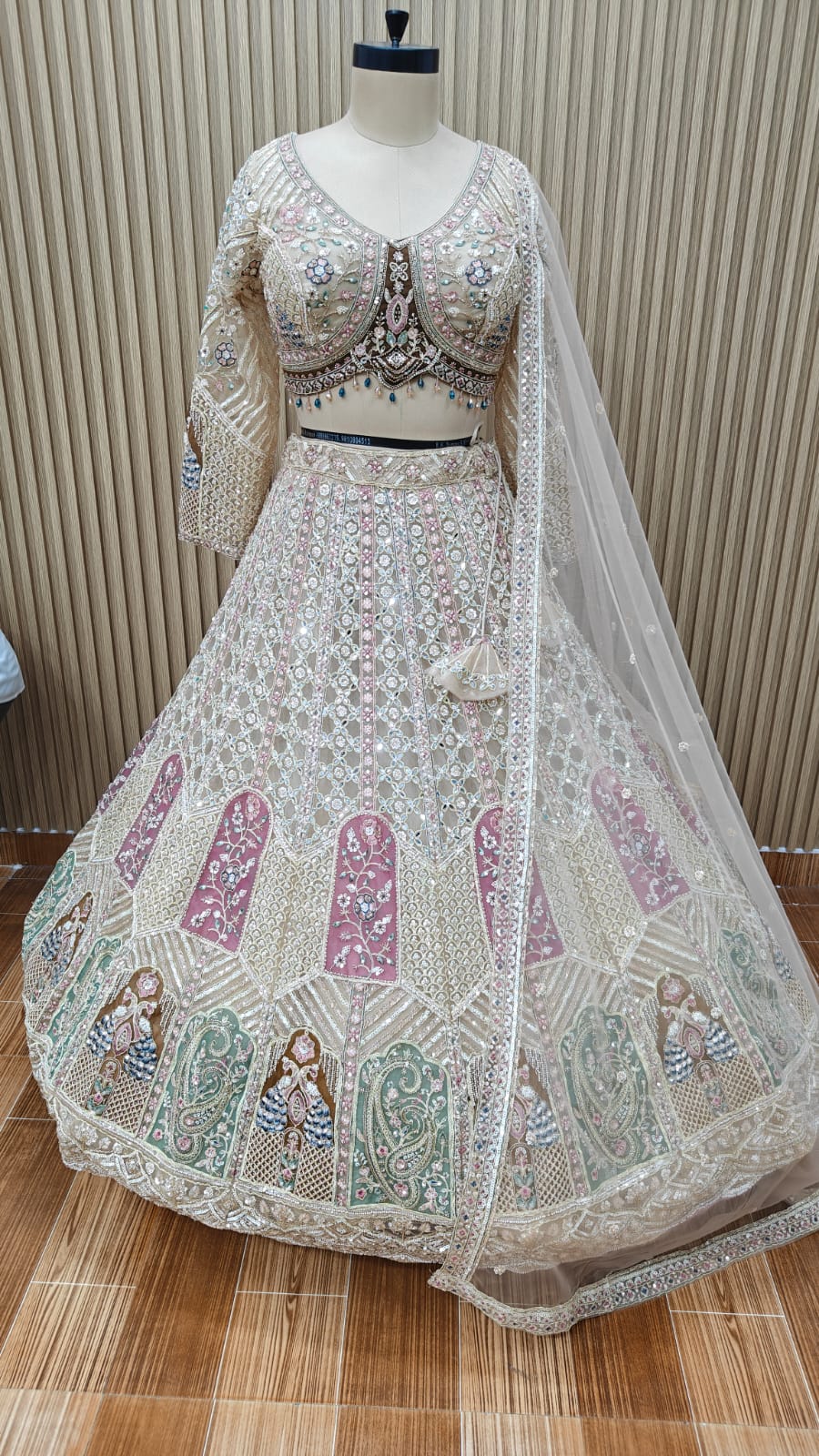 white pink crop top Lehenga