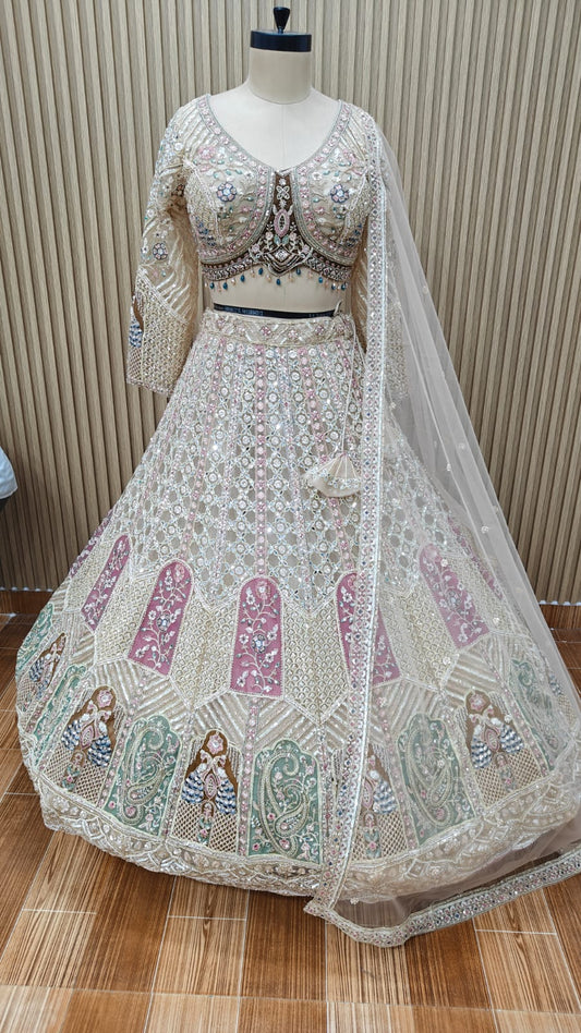 white pink crop top Lehenga