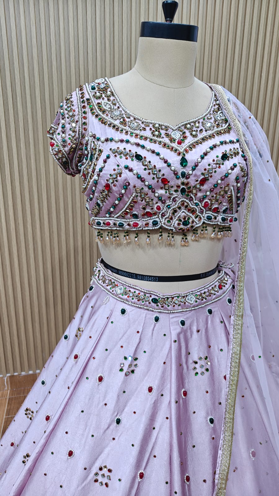 Purple white crop top Lehenga