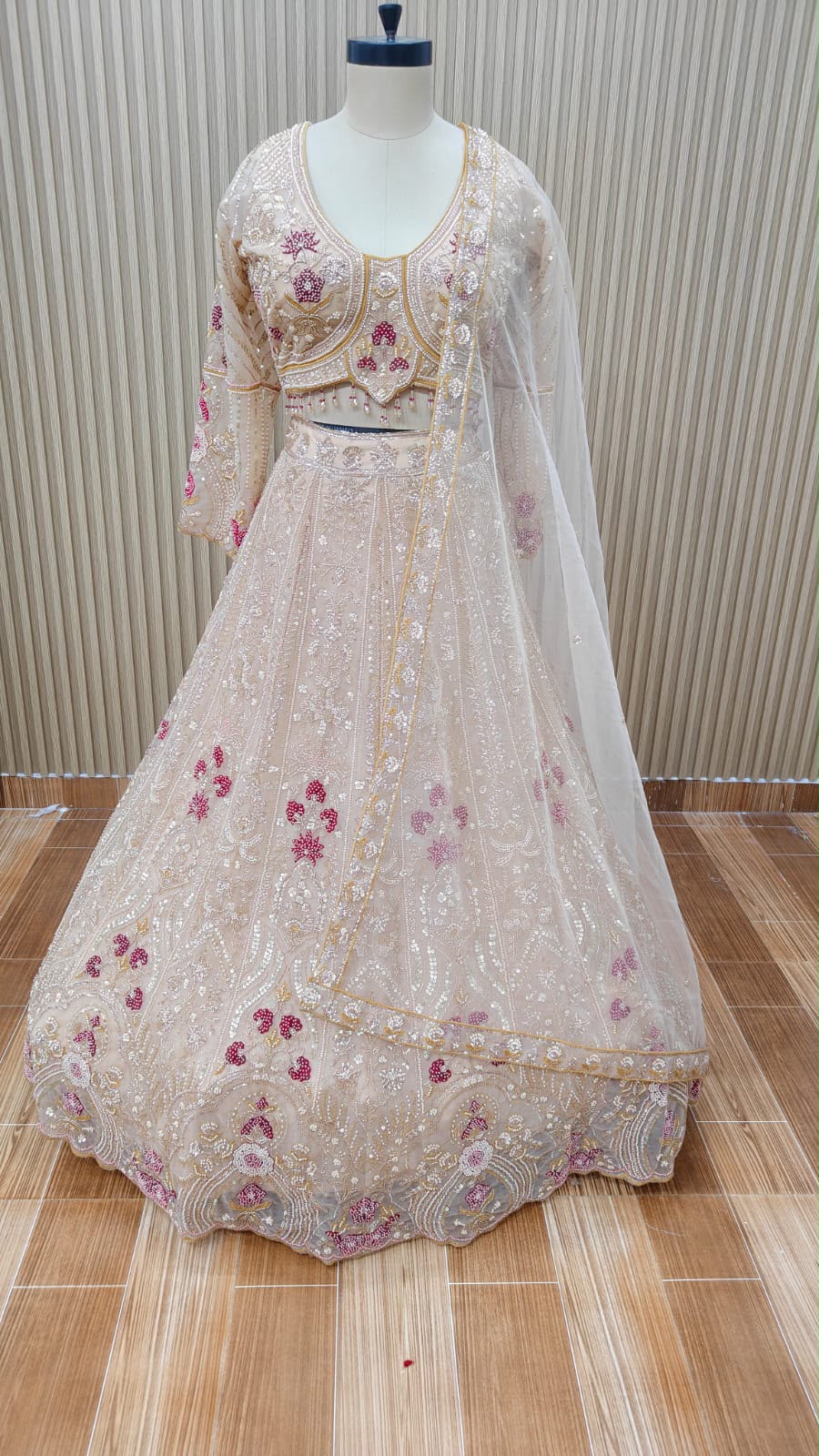 Pink crop top Lehenga