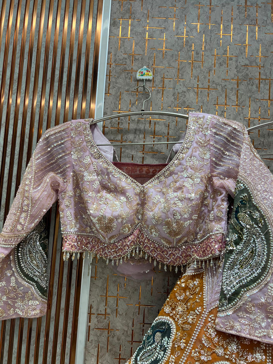 Pink crop top lehenga