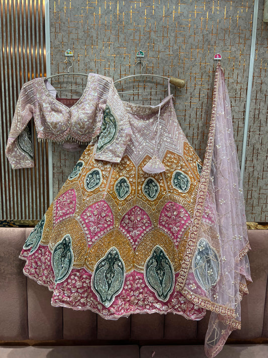 Pink crop top lehenga