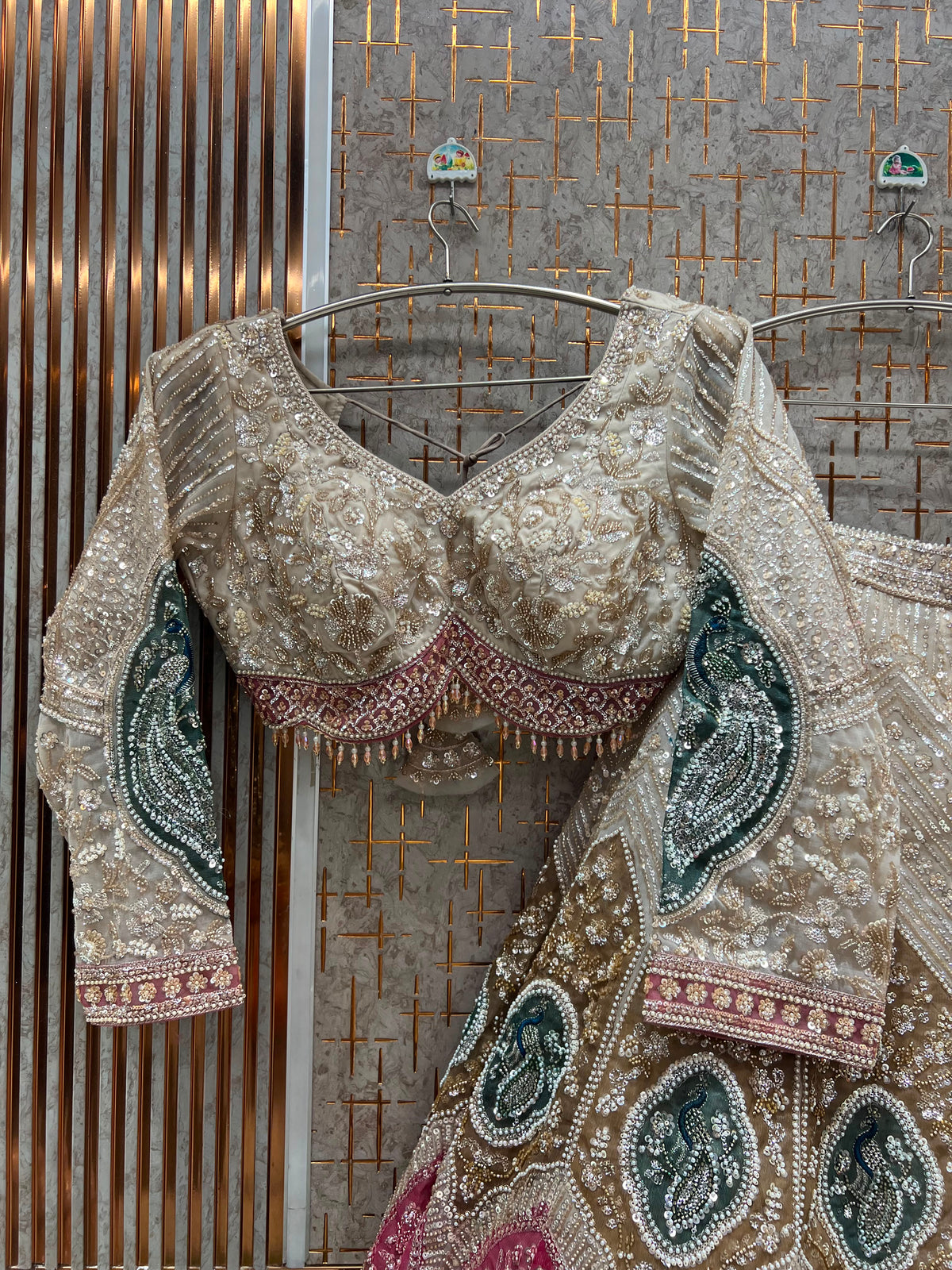 Silver White crop top lehenga