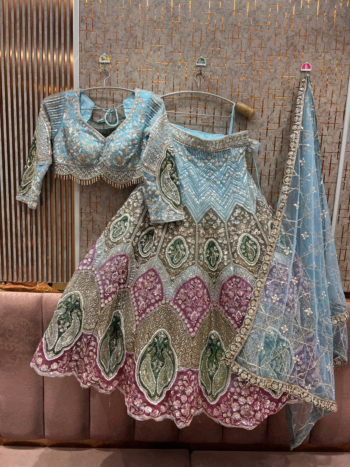 Silver White crop top lehenga
