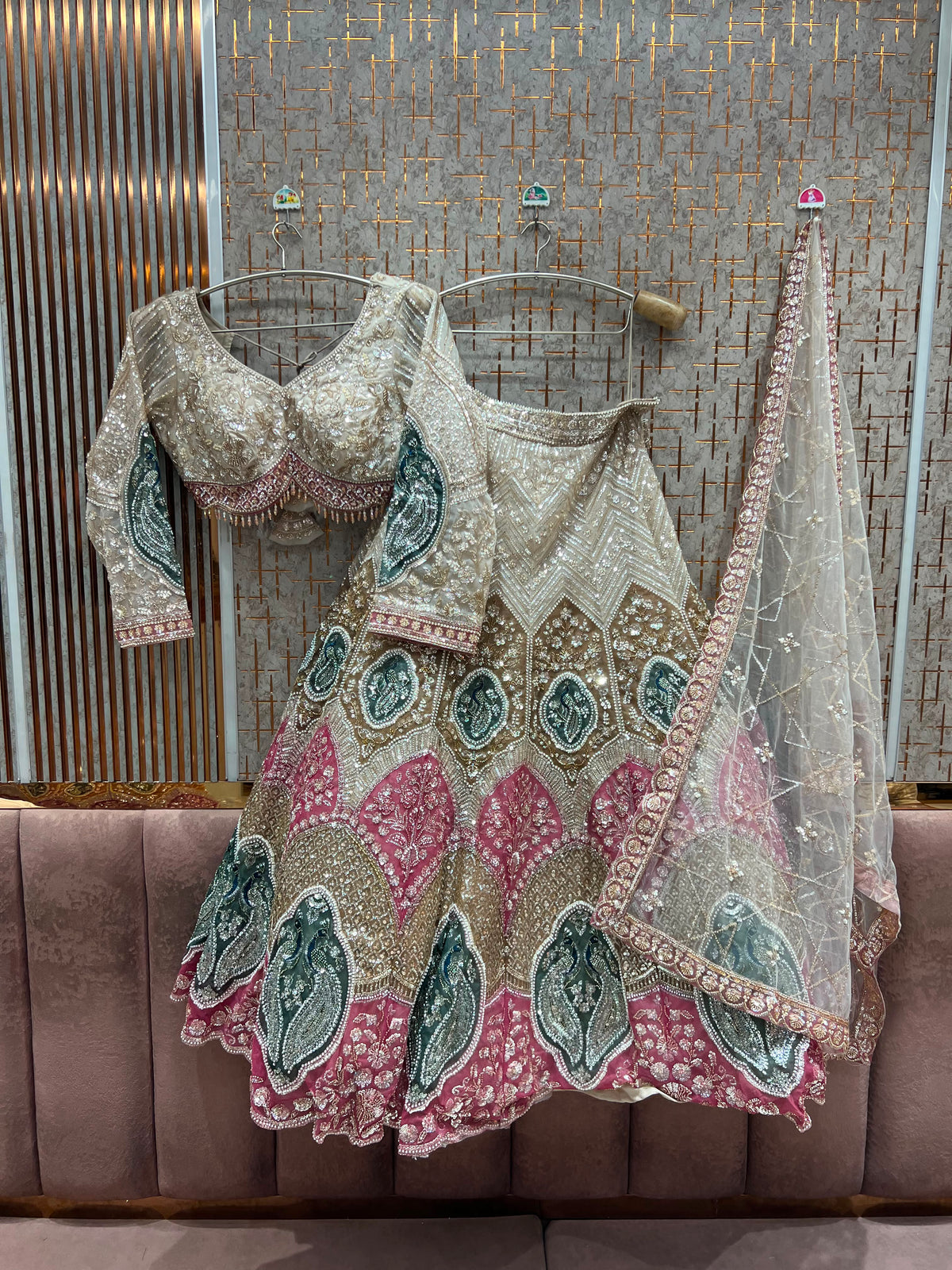 Silver White crop top lehenga