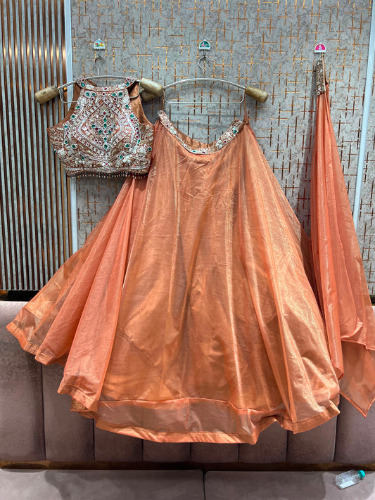 Orange crop top lehenga
