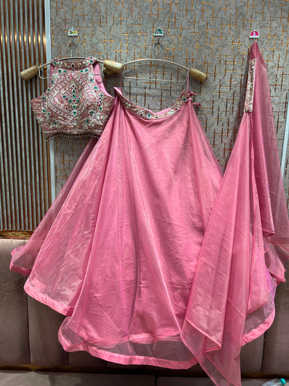 Pink crop top lehenga