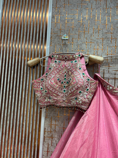 Pink crop top lehenga