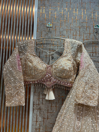 White crop top lehenga
