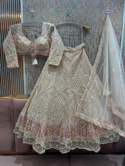 White crop top lehenga