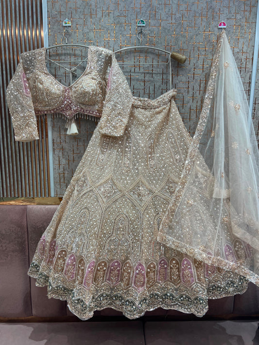 White crop top lehenga
