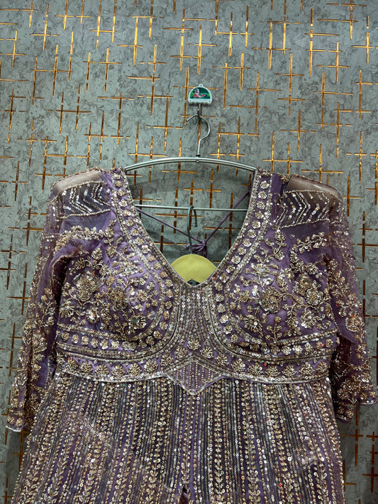 Lavender Long Farshi Garara Indo Western Dress