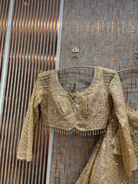 Golden crop top lehenga