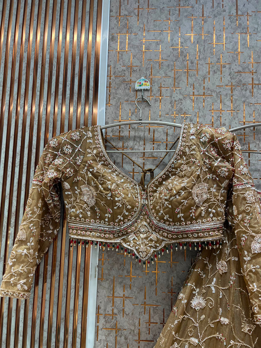 Mhendi green crop top lehenga