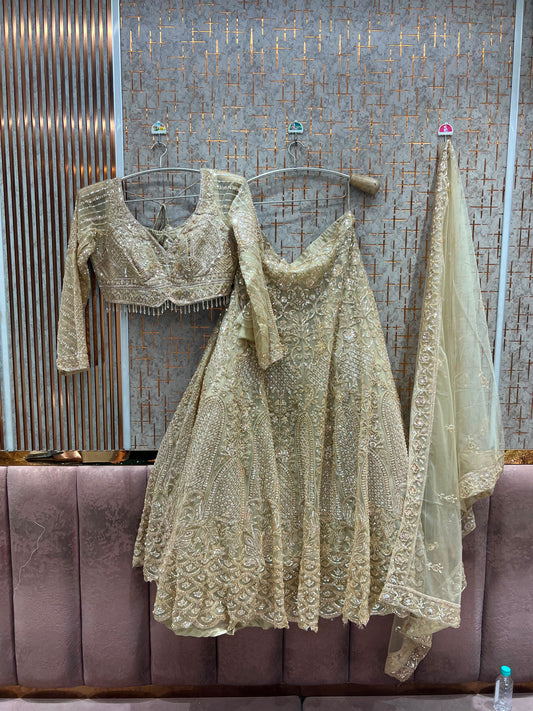Golden crop top lehenga