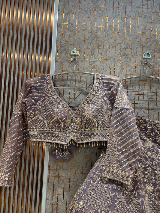 Lavender crop top lehenga