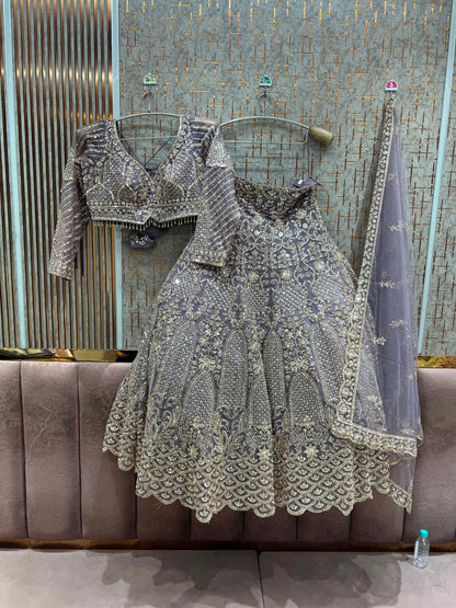 Lavender crop top lehenga