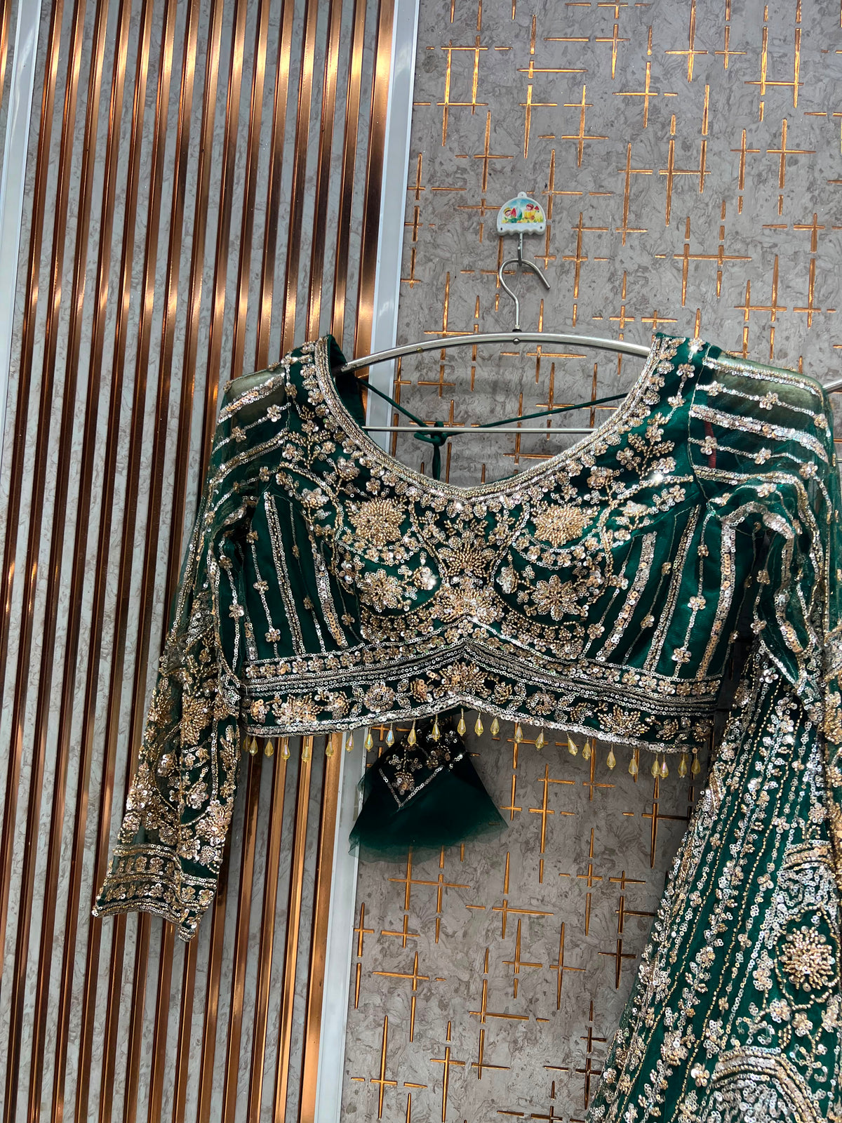 Green crop top lehenga