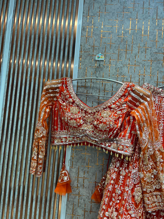 Orange crop top lehenga