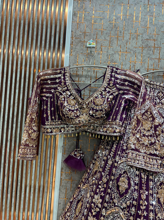Purple crop top lehenga