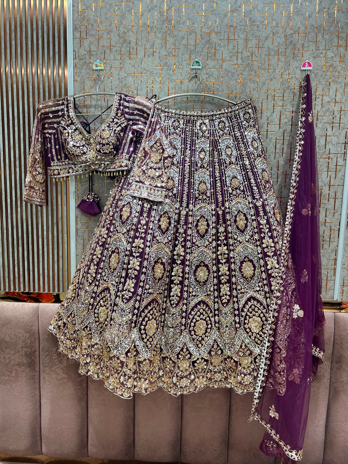 Green crop top lehenga