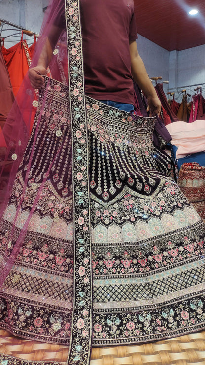 Gorgeous Jhumka Maroon Lehanga