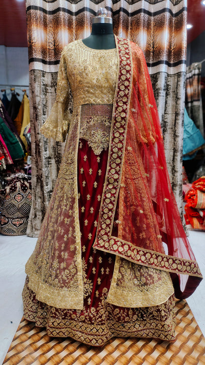 Amazing Peplum long Dress Farshi Gaharara Pakistani Bridal Dress Muslim Special