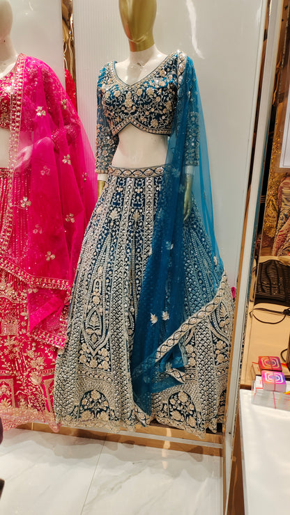 Glamorous blue Crop Top Lehenga
