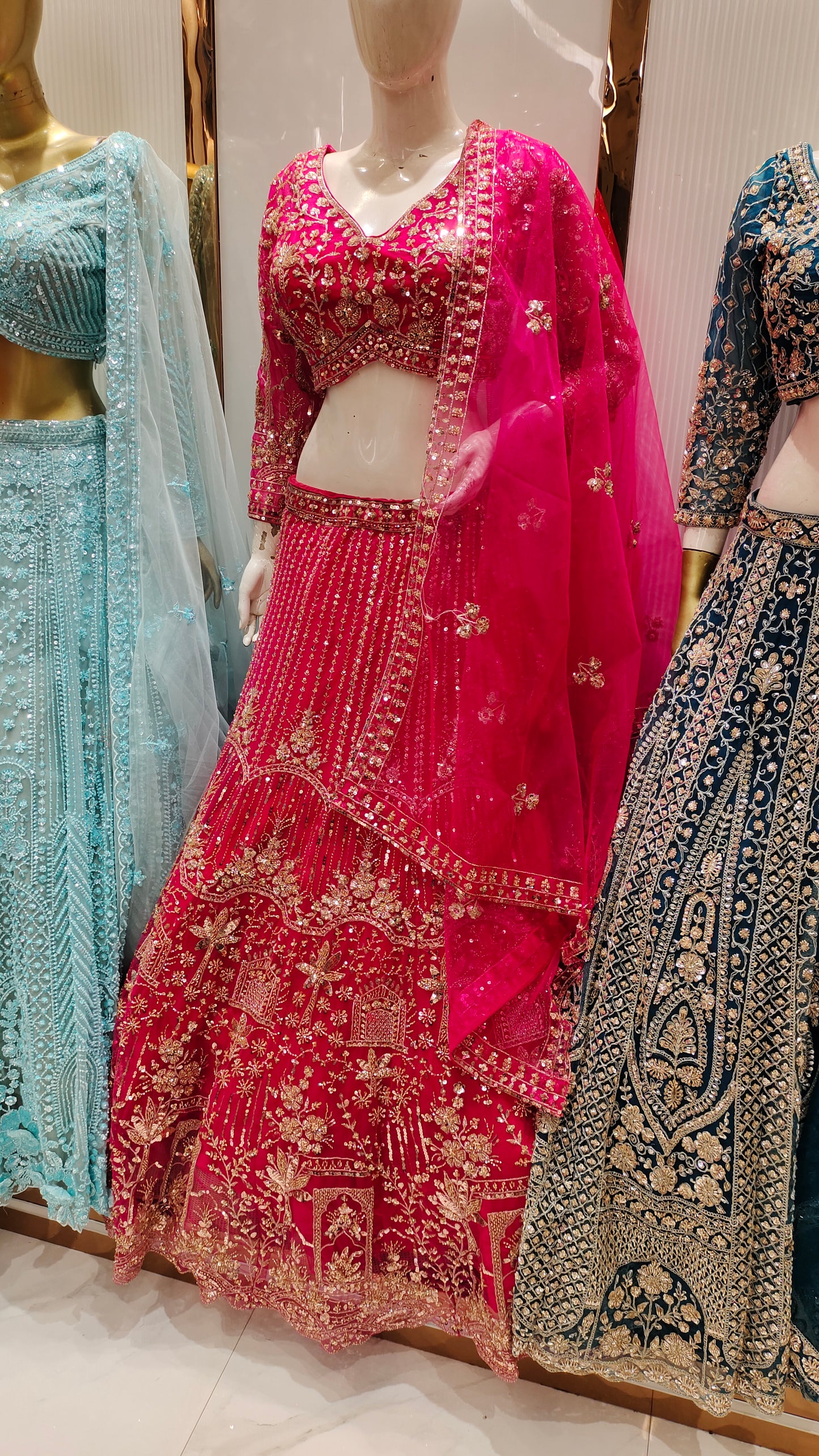 Khoobsurat Viral Hot pink Crop top Lehenga