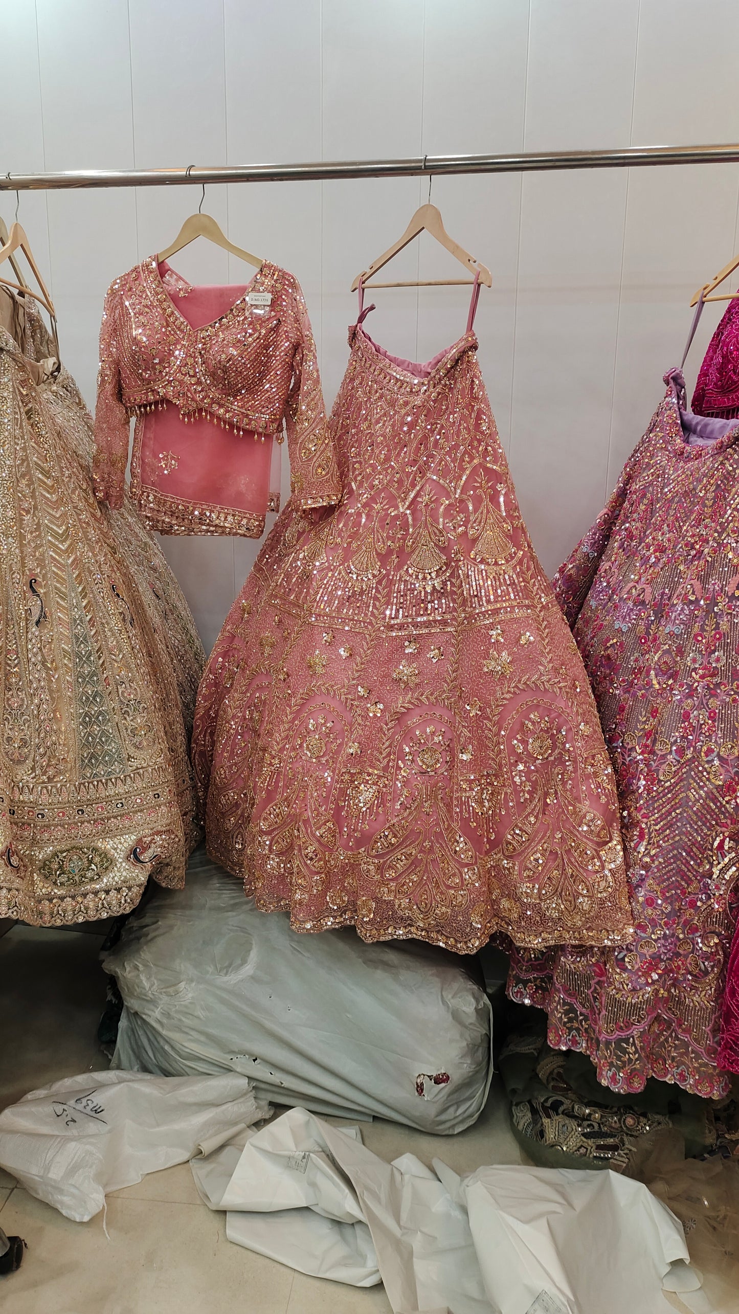 Stunning Baby pink peacock Crop Top Lehenga