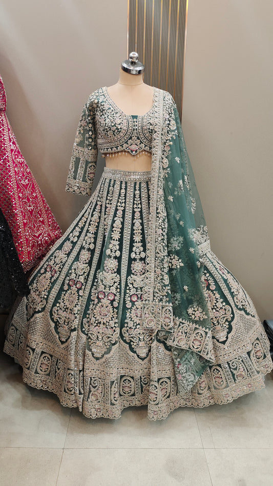 Lavishing green Ready to wear Crop top Lehenga